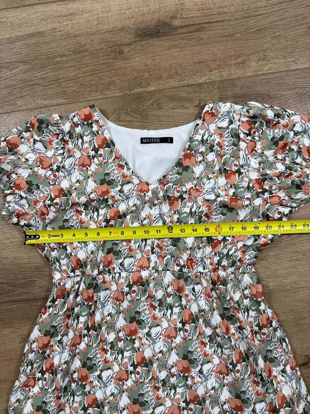 Mikarose Floral V-Neck Midi Dress Women’s Large Modest Short Sleeve Lined - Picture 5 of 15